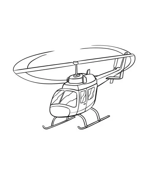 Vector illustration of Helicopter Isolated Coloring Page for Kids