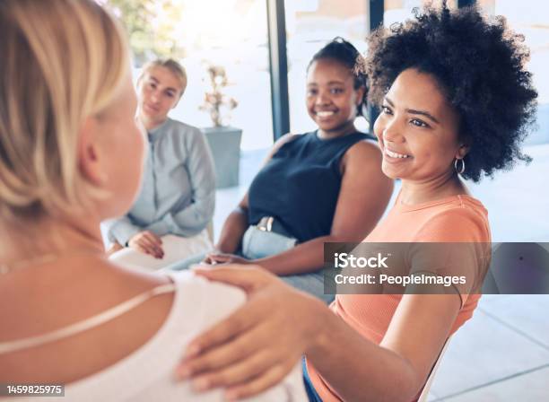 Empathy Support And Team Of Women Talk With Friends Colleagues And Group Collaboration At A Team Building Event Office Community Brainstorming Strategy And Idea Development In Workplace Together Stock Photo - Download Image Now
