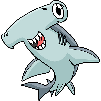 This cartoon clipart shows a Hammerhead Shark illustration.