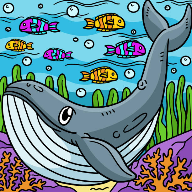 istock Blue Whale Marine Animal Colored Cartoon 1459826168