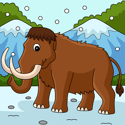 This cartoon clipart shows a Mammoth Animal illustration.