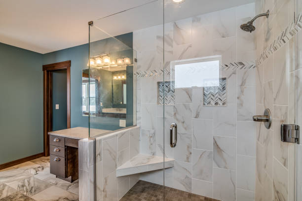 istock Beautifully designed bathroom and shower 1459830787