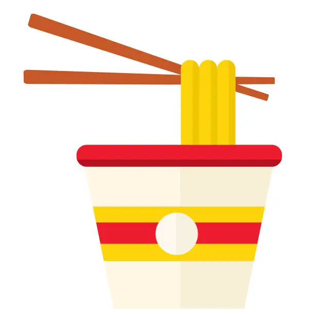 Vector illustration of Grocery food packaging colorful instant noodles icon on white background