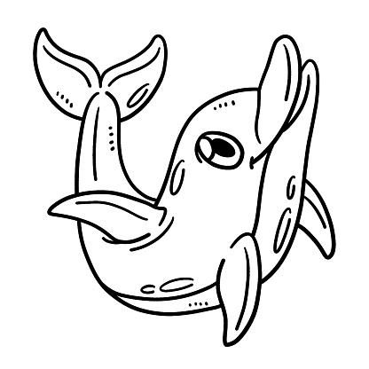 Baby Dolphin Isolated Coloring Page for Kids