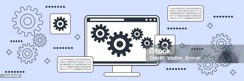 Digital Processing Vector Image Data Processing Vector Concept Stock Illustration - Download Image Now ...