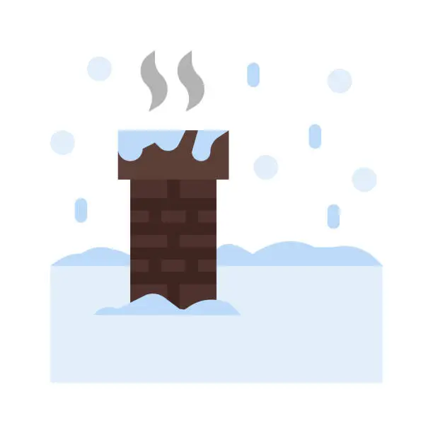 Vector illustration of Chimney icon in flat style vector winter themed