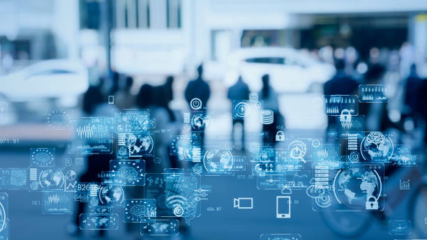 Business and technology concept.  Crowd of people. Management strategy.