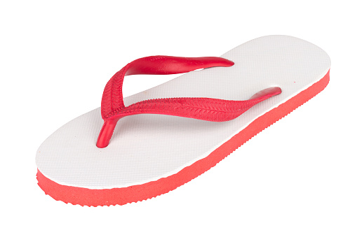 sandals  flip flops color red isolated on white background.