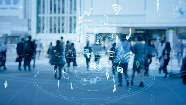 istock Business and technology concept.  Crowd of people. Management strategy. 1459854824