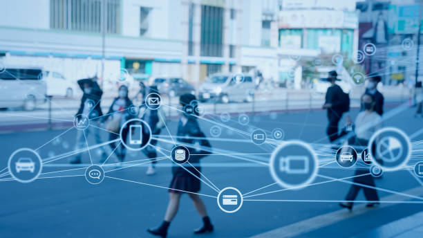 Business and technology concept.  Crowd of people. Management strategy.