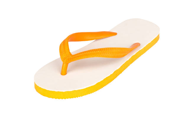 sandals  flip flops color orange isolated on white background.