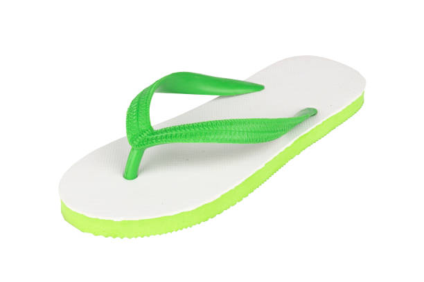 sandals  flip flops color green isolated on white background.