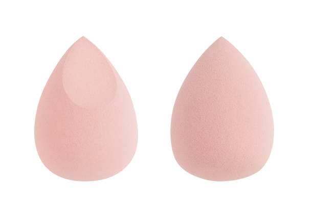 istock Set Light nude pink make-up sponge isolated on white background. beauty blender 1459855479