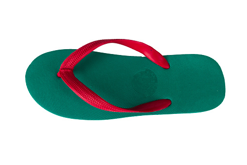 sandals  flip flops color red green isolated on white background.