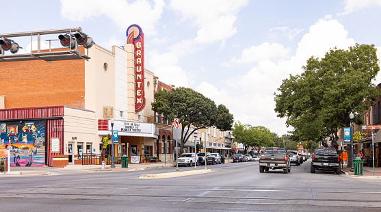New Braunfels, Texas, USA - October 14, 2022: The old business district on San Antonio Street