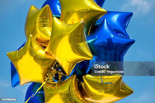 Glänzende Sterneballoons Stockfoto und mehr Bilder von Blau - Blau, Feiern, Fotografie