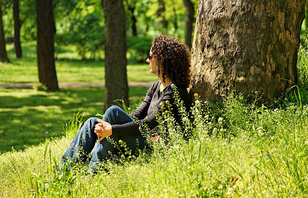 relaxing woman stock photo