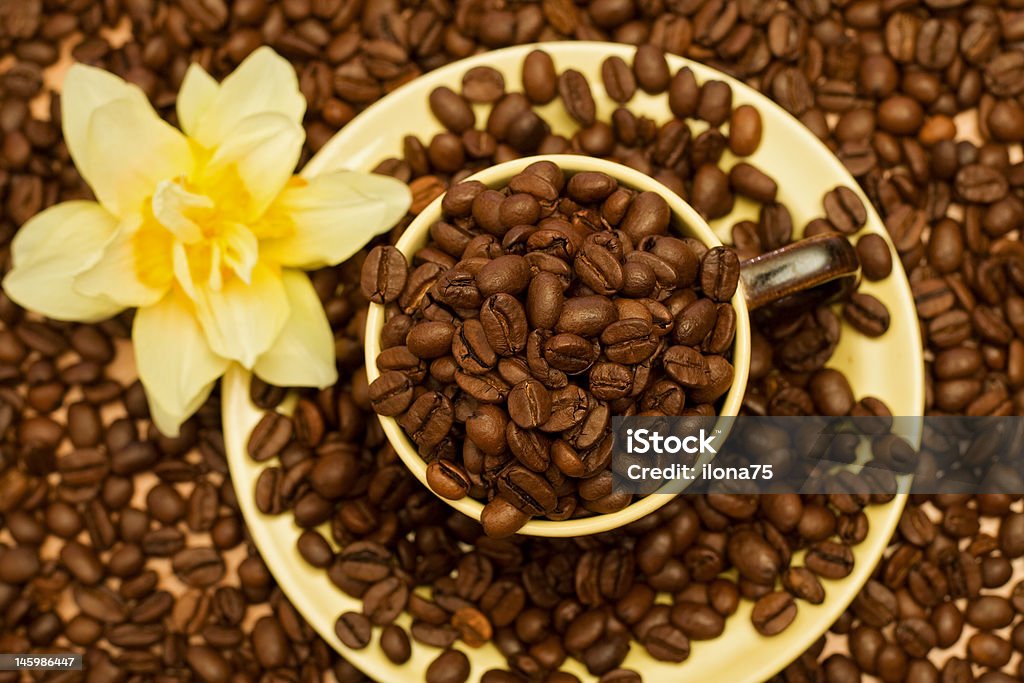 Tazza di caffè con fagioli - Foto stock royalty-free di Arrosto - Cibo cotto