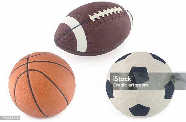 Fußball Basketball Rugbyball Stockfoto und mehr Bilder von Aufblasbarer Gegenstand - Aufblasbarer Gegenstand, Ausrüstung und Geräte, Basketball