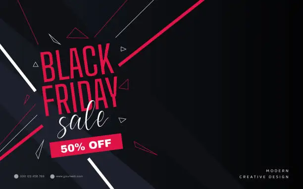 Vector illustration of Black Friday sale banner in red and black style