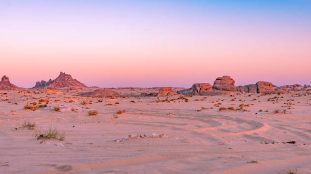 Desert landscape at sunset in Saudi Arabia