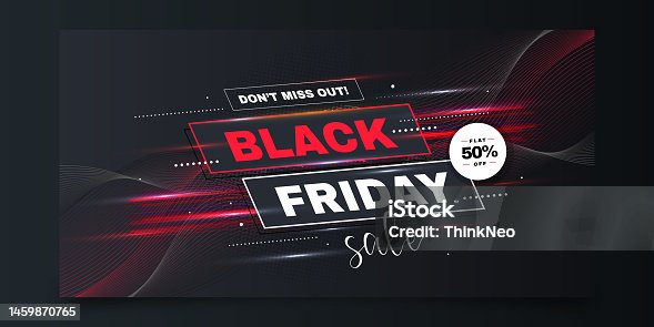 istock Black Friday banner design template for promotion 1459870765