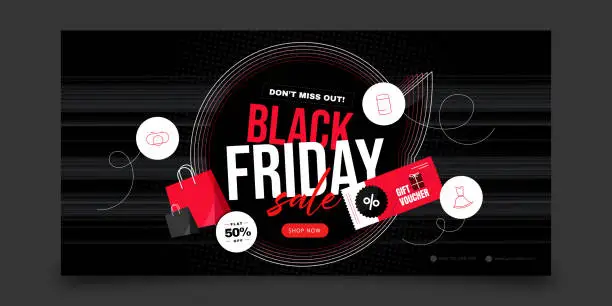 Vector illustration of Black Friday sale banner template design