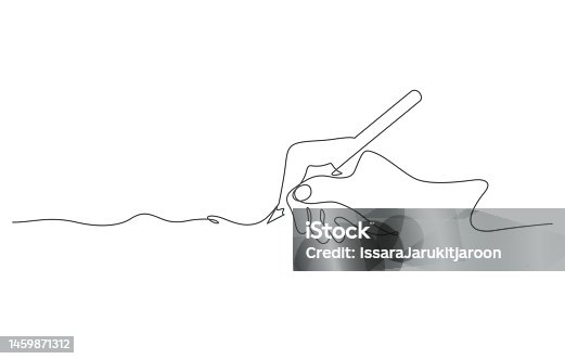 istock hand writing with pencil in continous line drawing 1459871312