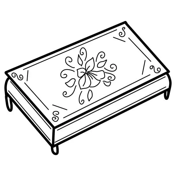 Vector illustration of Vintage jewelry box on a white background