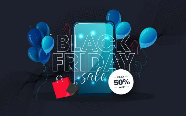 Vector illustration of Black Friday special offer. Social media web banner for shopping, sale, product promotion.