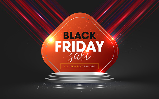 Black Friday minimal scene for products showcase, Promotion display. stock illustration