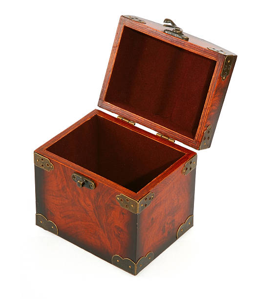 istock open antique wooden trunk 145987472
