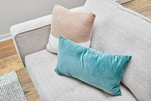 Cushions on sofa in living room