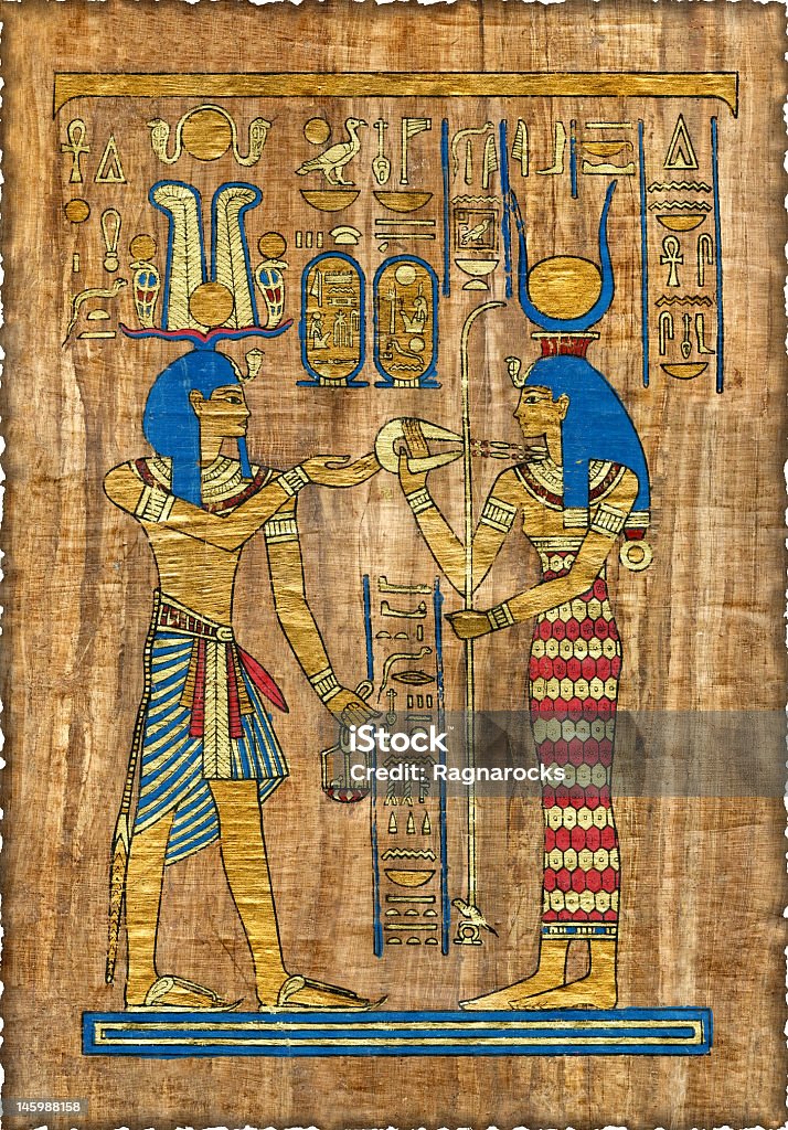아름다운 이집트어 파피루스, 요소를 의식 장식 - 로열티 프리 갈색 스톡 사진