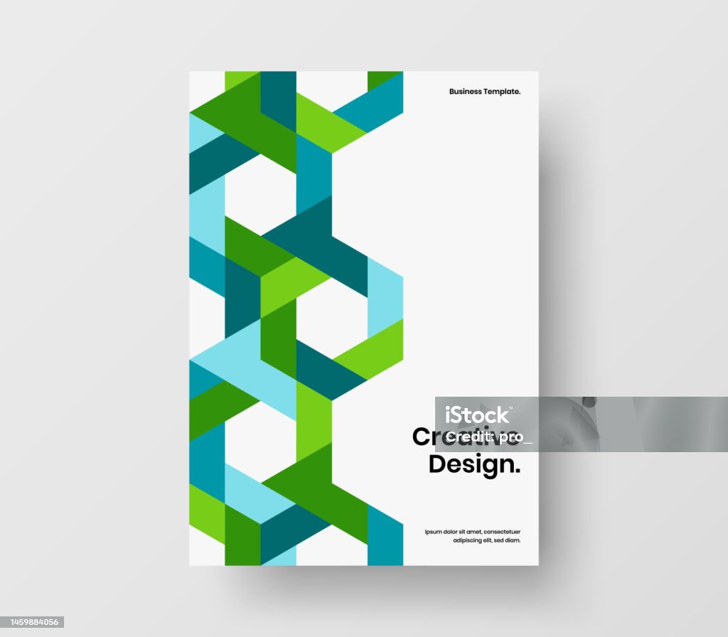 Fresh Geometric Tiles Handbill Layout Isolated Catalog Cover Vector