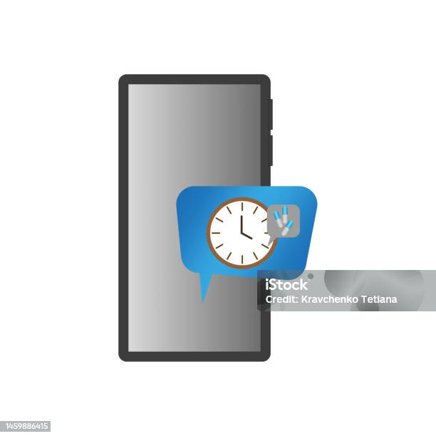 Banner With Phone Message Clock Mobile Phone Vector Timer Notification ...