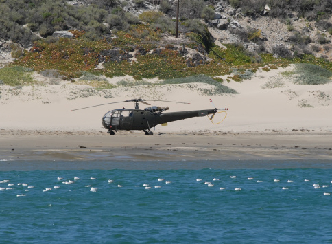 Helicopter that landed on the beach.  Kind of cool