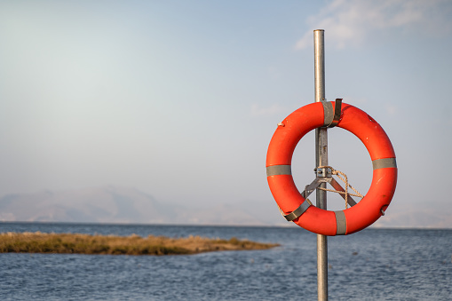 Life buoy placed by the sea