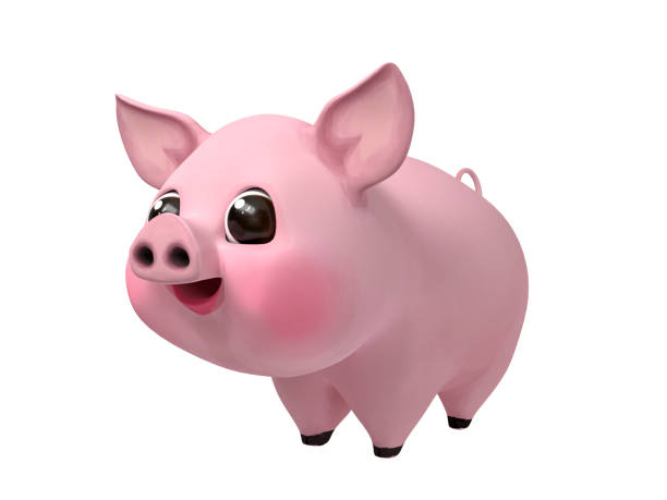 3D rendering of a pig isolated on white background