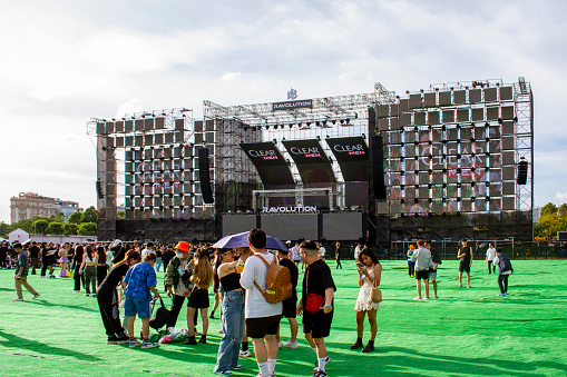 Ho Chi Minh City, Vietnam - December 4, 2022 : People At A EDM Music Festival With Big Stage.