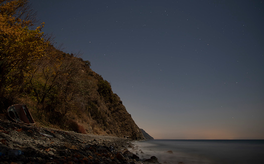 Sea backdrop with open coastal space with horizon