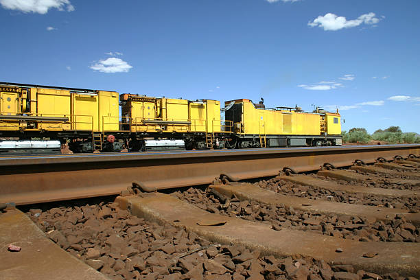 istock Yellow train in Australian desert 145990142