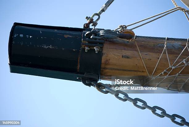 Tip Of A Tall Ships Bowspirit Stock Photo - Download Image Now - Blue, Chain - Object, History