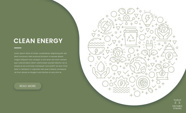 illustrazioni stock, clip art, cartoni animati e icone di tendenza di concetto di banner web per l'energia pulita con motivo a icone - combustibile biologico illustrazioni