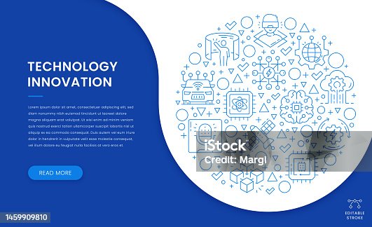 istock Technology Innovation Web Banner Concept with Icon Pattern 1459909810