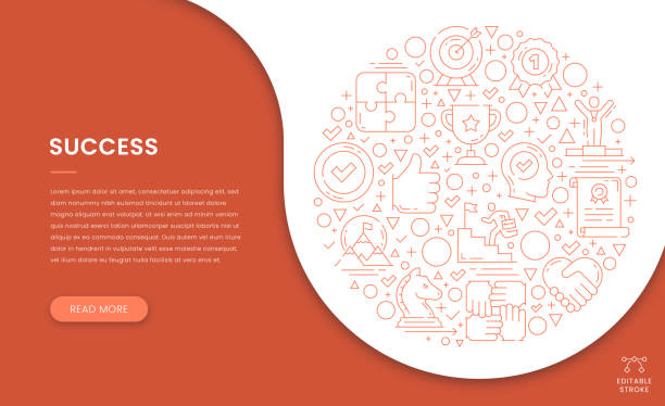 illustrations, cliparts, dessins animés et icônes de concept de bannière web réussie avec motif d’icône - business leadership backgrounds light bulb