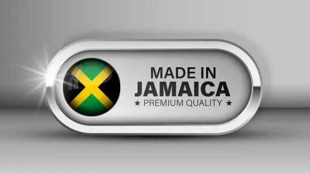 Vector illustration of Made in Jamaica graphic and label