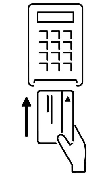 Vector illustration of Illustration of trying to insert a credit card into a card reader