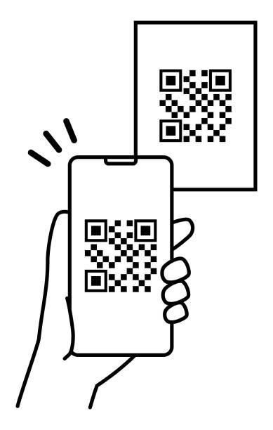 stockillustraties, clipart, cartoons en iconen met illustration reading a qr code on a smartphone - direct klaar camera