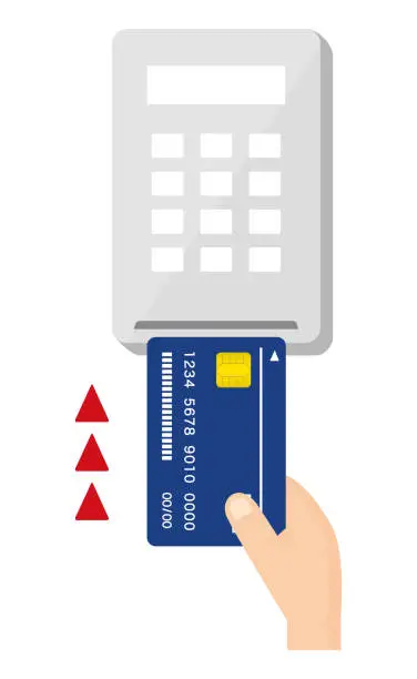 Vector illustration of Illustration of trying to insert a credit card into a card reader